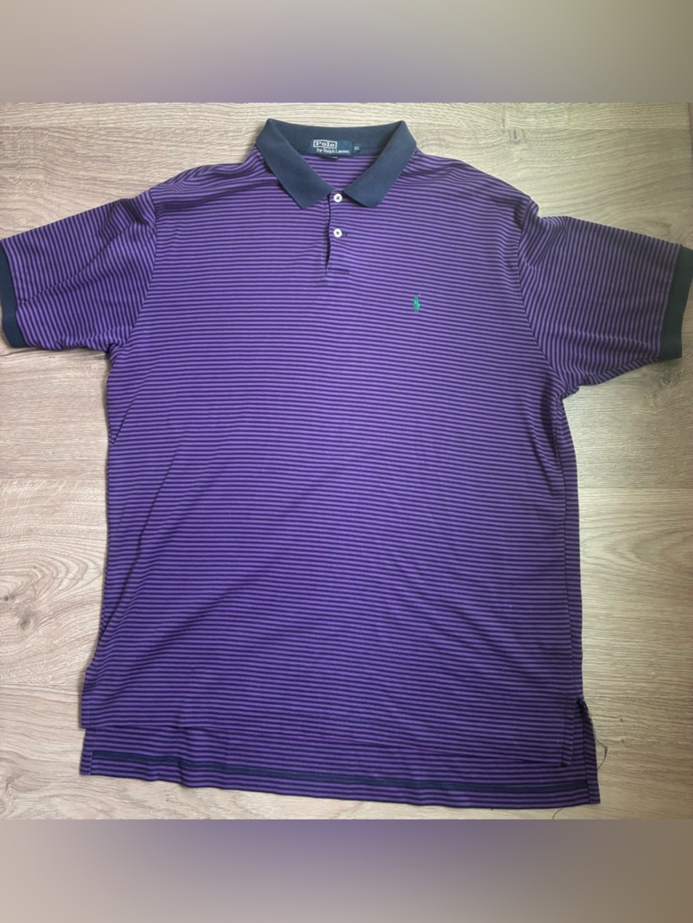 Polo Ralph Lauren Purple and Black Striped Polo Shirt XL